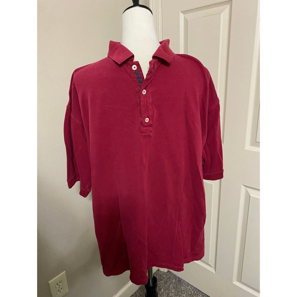 Bobby Jones‎ Men's Red Cotton Polo Shirt Embroidered Logo Casual XL